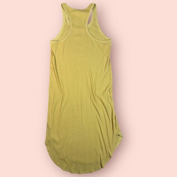 Aerie Yellow Tank Top Sun Dress Ribbed Midi Large NWT Racerback - Picture 2 of 3